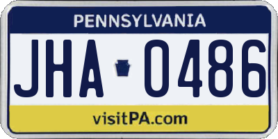 PA license plate JHA0486