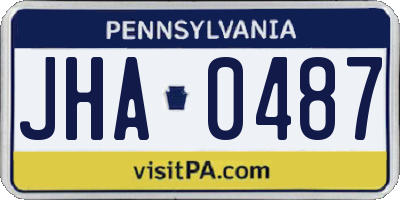 PA license plate JHA0487
