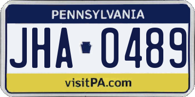 PA license plate JHA0489