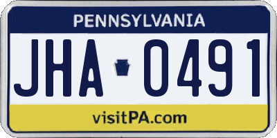 PA license plate JHA0491