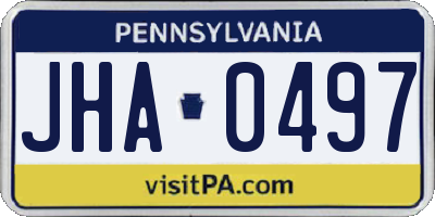 PA license plate JHA0497