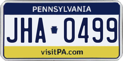 PA license plate JHA0499