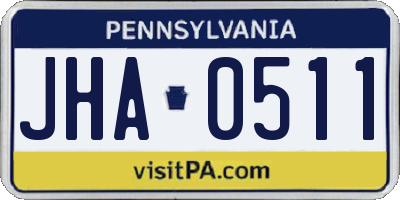 PA license plate JHA0511