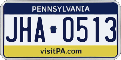 PA license plate JHA0513