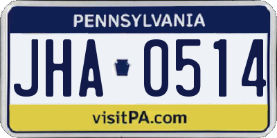PA license plate JHA0514