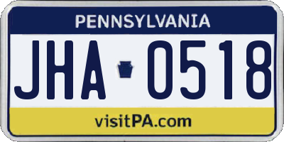 PA license plate JHA0518