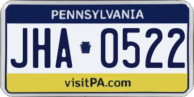 PA license plate JHA0522