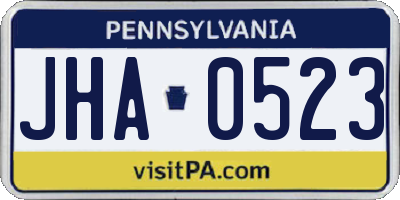 PA license plate JHA0523