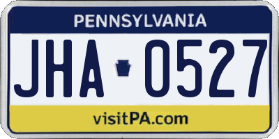 PA license plate JHA0527