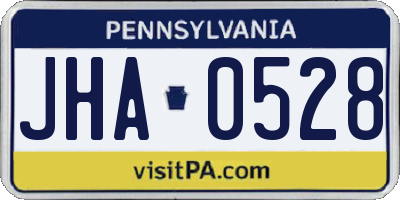 PA license plate JHA0528