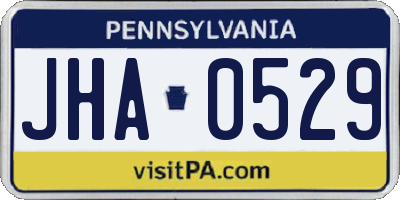 PA license plate JHA0529