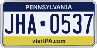 PA license plate JHA0537