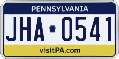 PA license plate JHA0541