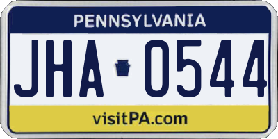 PA license plate JHA0544