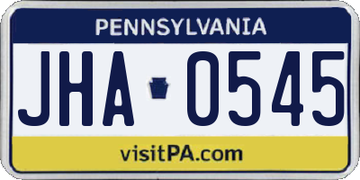 PA license plate JHA0545