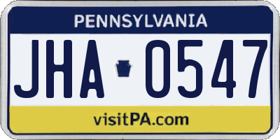 PA license plate JHA0547
