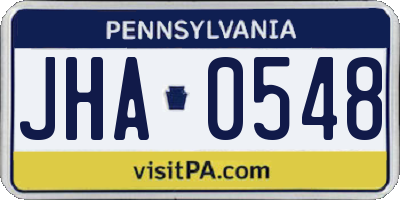 PA license plate JHA0548