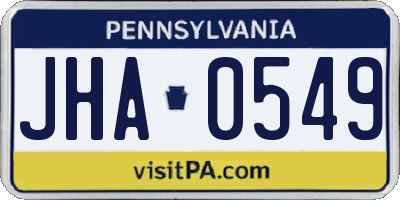 PA license plate JHA0549