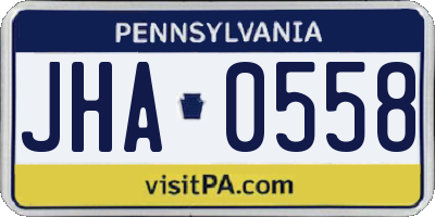 PA license plate JHA0558
