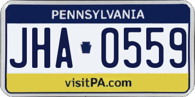 PA license plate JHA0559