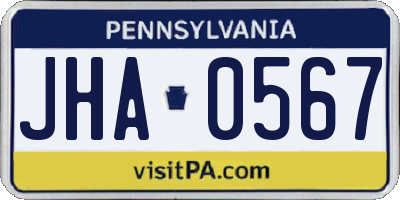 PA license plate JHA0567