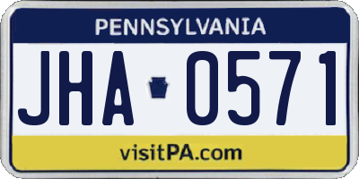 PA license plate JHA0571
