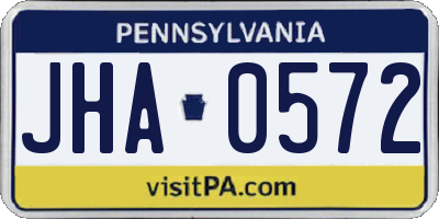 PA license plate JHA0572