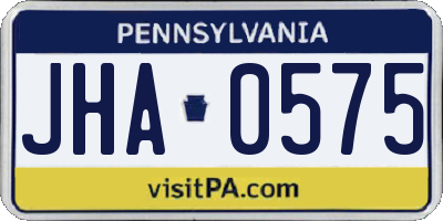 PA license plate JHA0575