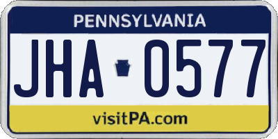 PA license plate JHA0577