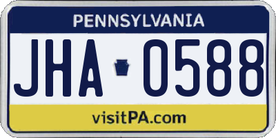 PA license plate JHA0588