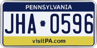 PA license plate JHA0596