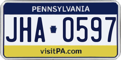 PA license plate JHA0597
