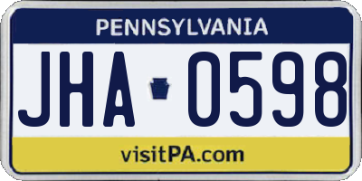 PA license plate JHA0598