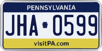 PA license plate JHA0599