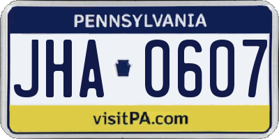 PA license plate JHA0607
