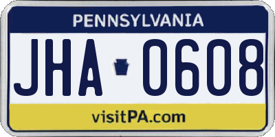 PA license plate JHA0608