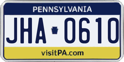 PA license plate JHA0610