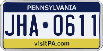 PA license plate JHA0611