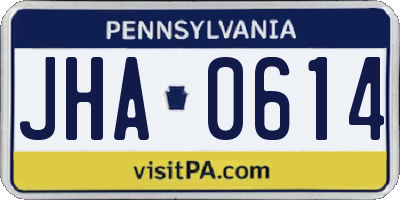PA license plate JHA0614