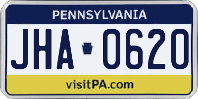 PA license plate JHA0620