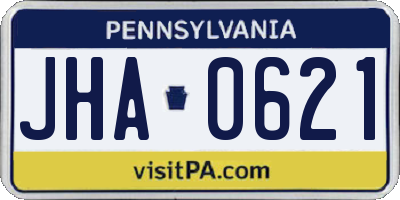 PA license plate JHA0621