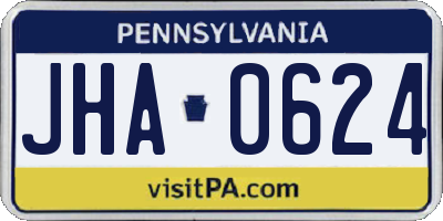 PA license plate JHA0624