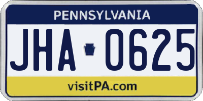 PA license plate JHA0625