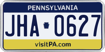 PA license plate JHA0627