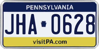 PA license plate JHA0628