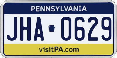 PA license plate JHA0629