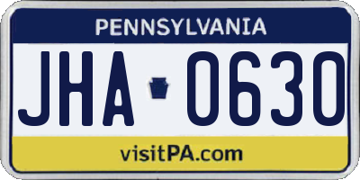 PA license plate JHA0630