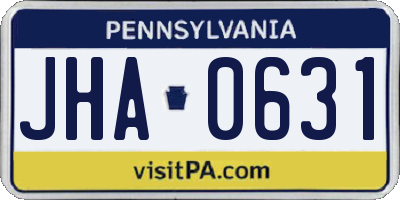 PA license plate JHA0631