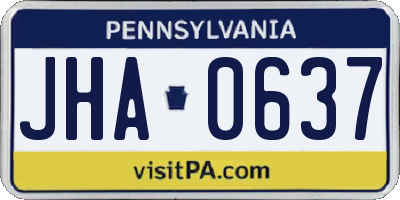 PA license plate JHA0637