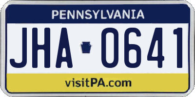 PA license plate JHA0641
